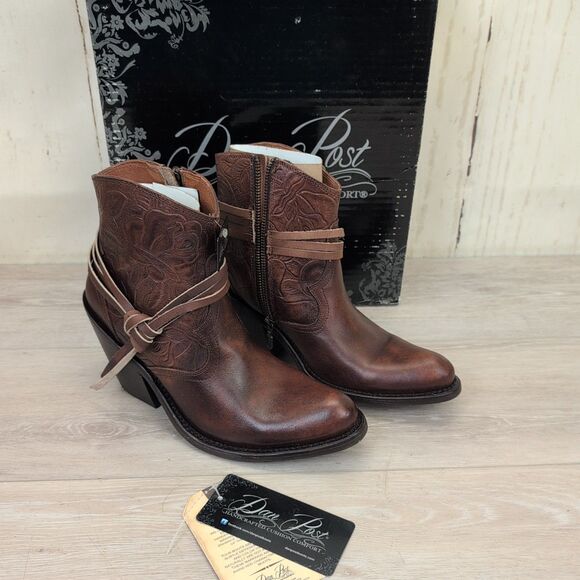 Sundance Dan Post Brown Tooled Leather “Hildegard Boots” Women's Size 8 M New - Picture 1 of 12